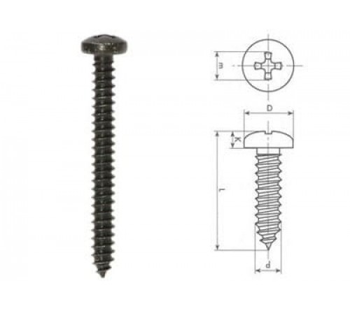 Zelftappende schroeven DIN7981   4 2 x 38 mm zwart  8 stuks