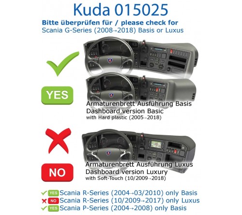 Kuda console Scania P en R-serie 06-10 / G serie10-18 Zwart