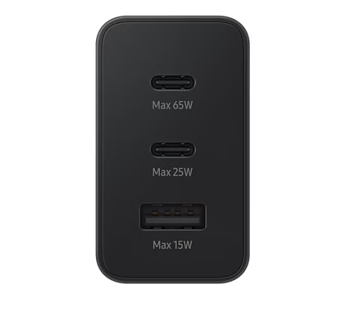 Lader 230V Samsung EP-T6530NBEGEU 1xusbA  2x usbC zwart