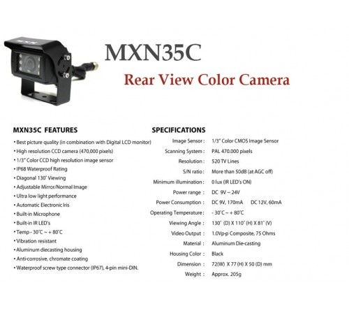 MXN 35C Camera PAL normaal/mirror IR led 130°