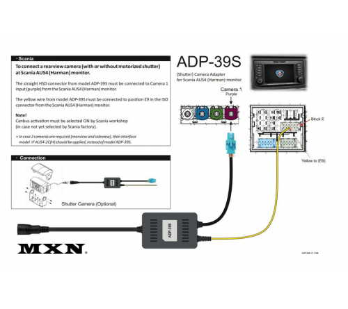 MXN ADP-39S adapter 1 MXN CAM -> Scania Infotainment AUS4