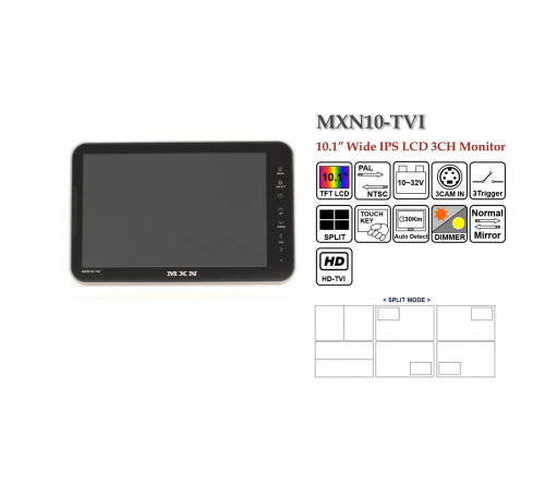 MXN1046R-TVI set (monitor 3ch/dodehoek cam/5m)