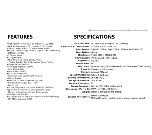 MXN1046R-TVI set (monitor 3ch/dodehoek cam/5m)