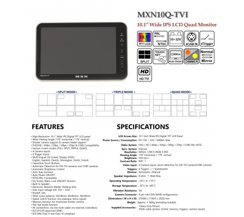 MXN10Q-TVI 10.1" high resolution wide view 4 inputs.