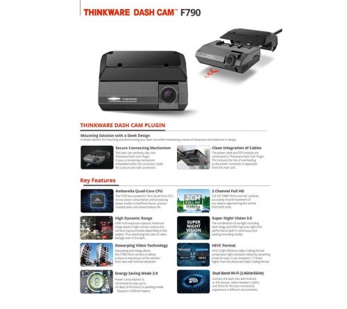 Thinkware F790 32GB Hardwire with AFHD Rear Camera
