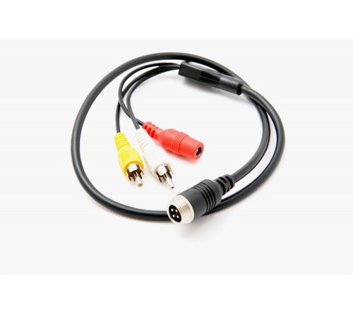 m-use adapterkabel 2 x RCA (m) +power (m) - 4pin  (m)