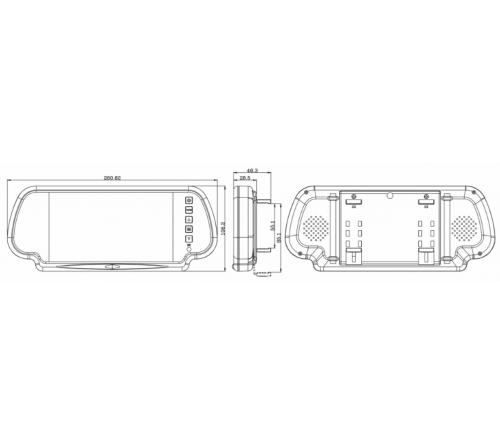 m-use spiegel 12/24V met 7" monitor  clips  2X RCA.