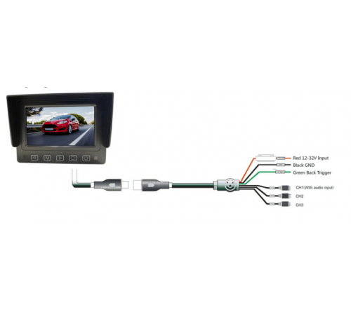m-use opbouw monitor 5" AHD 3x AV 12/24V 4-pin