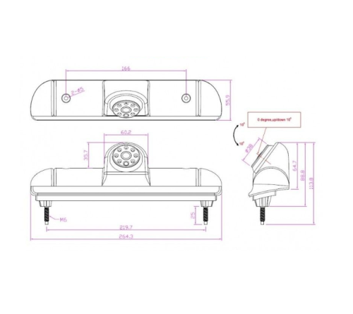 Remlicht-camera Fiat Ducato NTSC 170° + 10m kabel AHD/CVBS