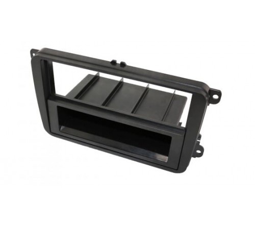 2-DIN frame Skoda  VW Golf 5-6 met bakje  zwart rubber touch
