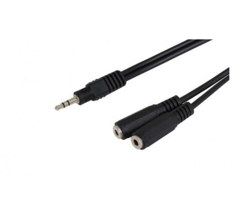 Audio kabel 1x 3.5mm Jack M - 2x 3.5mm Jack F stereo 2.5m