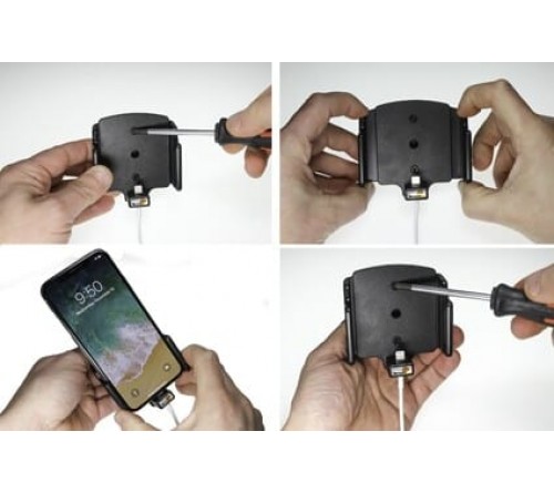 Brodit houder verstelbaar 70-83/2-10mm lightning->usb-A iPhX