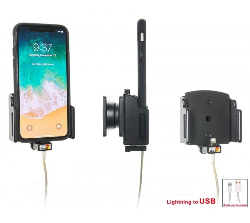 Brodit houder verstelbaar 70-83/2-10mm lightning->usb-A iPhX