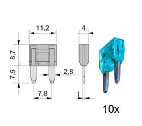 Steekzekering MINI  35A Turquoise 10 stuks