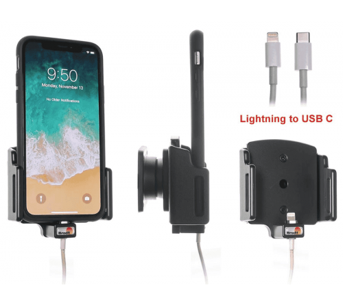 Brodit houder verstelb.Apple iPhone X/XS/11 lightning->USB-C