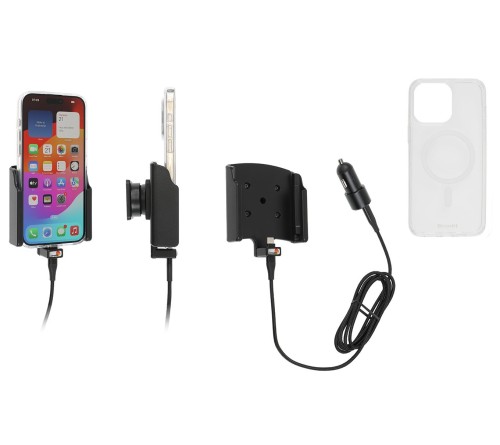 Brodit houder/lader iPhone 15 Pro Max USB sig - with case