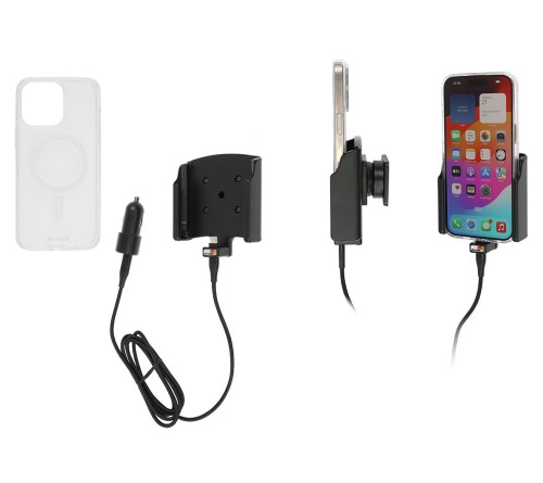 Brodit houder/lader iPhone 15 Pro Max USB sig - with case