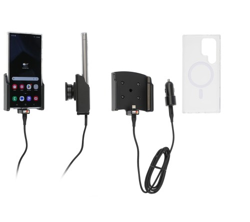 Brodit houder/lader Samsung S24 Ultra USB sig.plug-with case