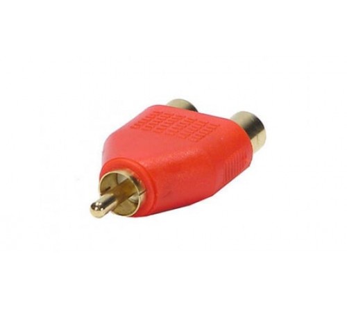 Audio adapter 1x RCA M - 2x RCA F rood Y adapter