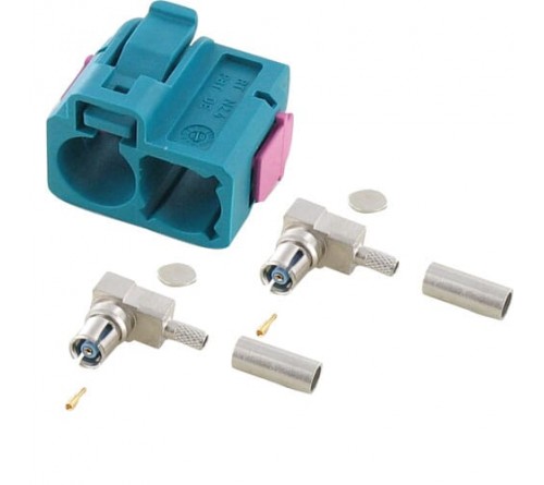 kabelconnector krimp dubbel Fakra F haaks 90° groen