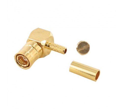 kabelconnector krimp SMB F haaks 90° - RG174