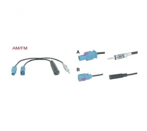 adapterkabel 15 cm dubbel Fakra M - DIN M en DIN F - Fakra F