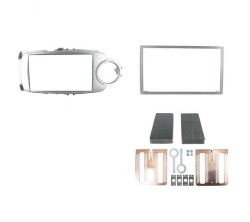 2-DIN frame Toyota Yaris 11-20 met rond  zilverkleurig