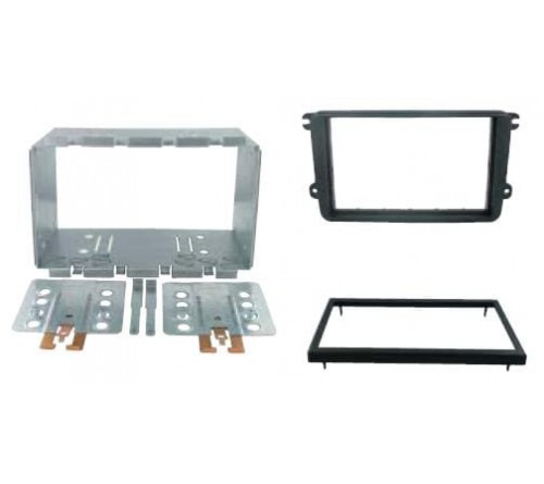2-DIN frame Skoda  VW Golf 5-6  T5 08-15 met metaal  zwart