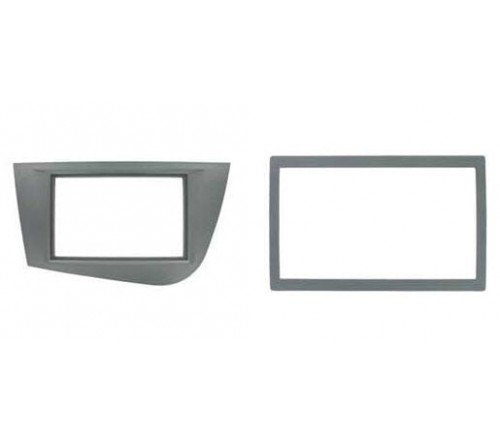 2-DIN frame Seat Leon 05-12 met rand  zilverkleurig