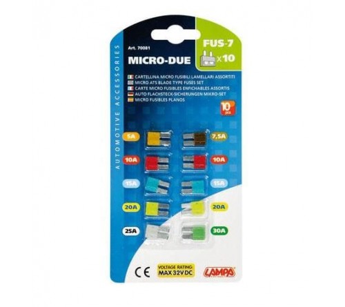 Steekzekeringen 12/32v Micro2 assortiment 5/7.5/10/20/25/30A