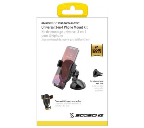Scosche Gravity Drop Clamp Style Mount  3 in 1 Kit