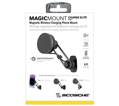 MagicMount Elite 3-in-1 Qi2 15W open arm screen back mount