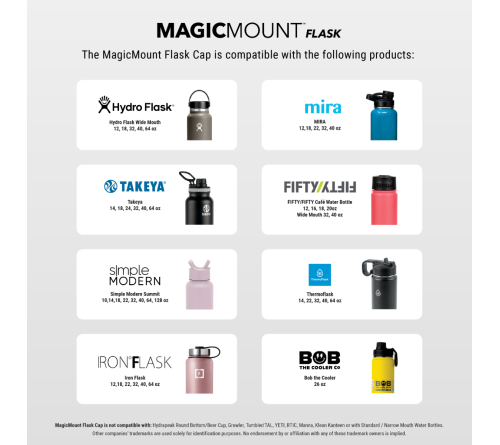 MagicMount Flask 22oz Stainless Steel Water Bottle (Black)