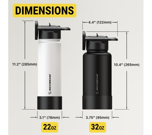 MagicMount Flask 22oz Stainless Steel Water Bottle (Black)