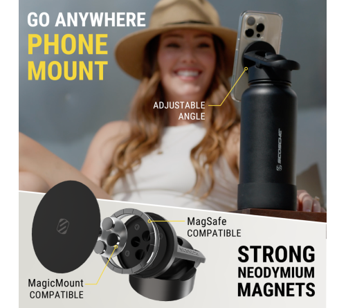 MagicMount Flask 32oz Stainless Steel Water Bottle (Black)
