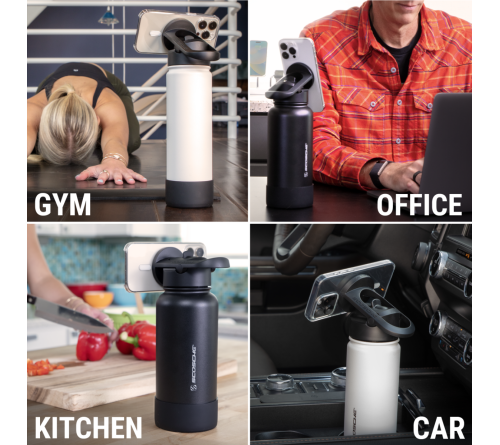 MagicMount Flask 32oz Stainless Steel Water Bottle (Black)