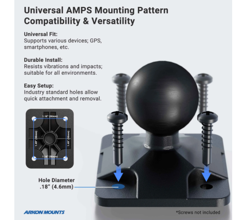 Arkon Rubber 1" Ball on composite Base AMPS plate