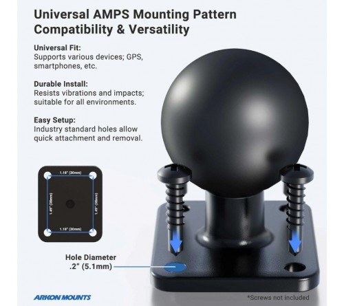 Arkon Rubber 1.5" Ball on aluminium Base AMPS plate