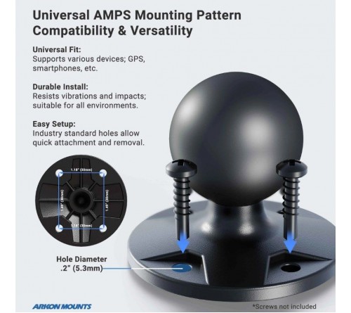 Arkon Rubber 1.5" Ball composite round Base with AMPS holes