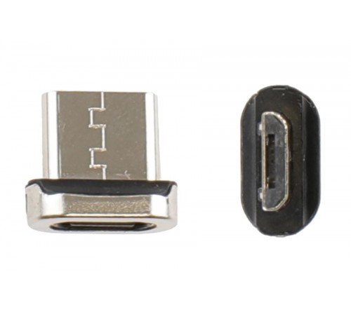 Kabeladapter micro-usb F - magnetisch Brodit 0.1m zilver