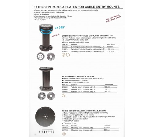 Pedestal Mount Part 8" for cable L:200mm ø64mm Black