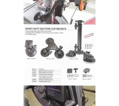 Brodit single Suction Cup Ø85mm Mount with AMPS-plate.