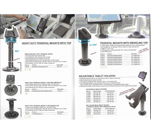 Pedestal Mount 350 degrees swiveling top  30 °