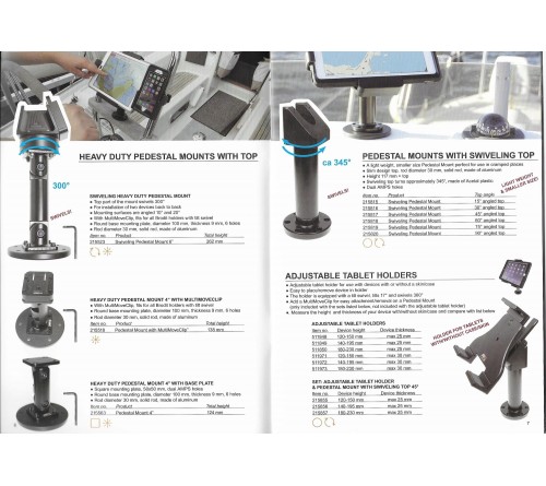 Pedestal Mount 350 degrees swiveling top  60 °