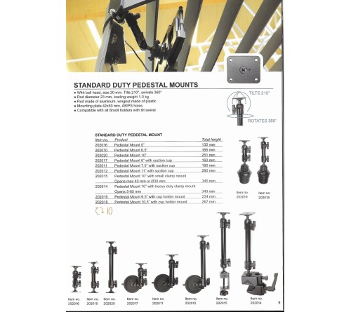 Pedestal Mount Lite  Small clamp mount  345mm.