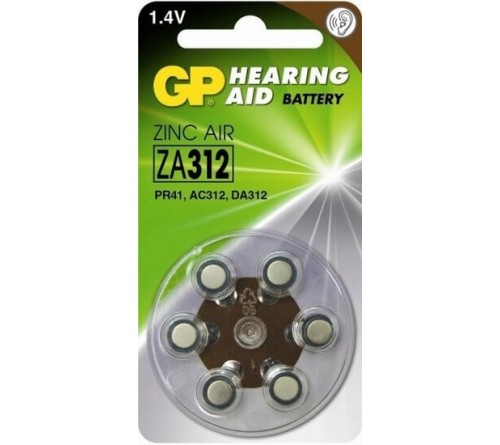 GP ZA312 Hoorapparaat batterij (bruin) blister 6
